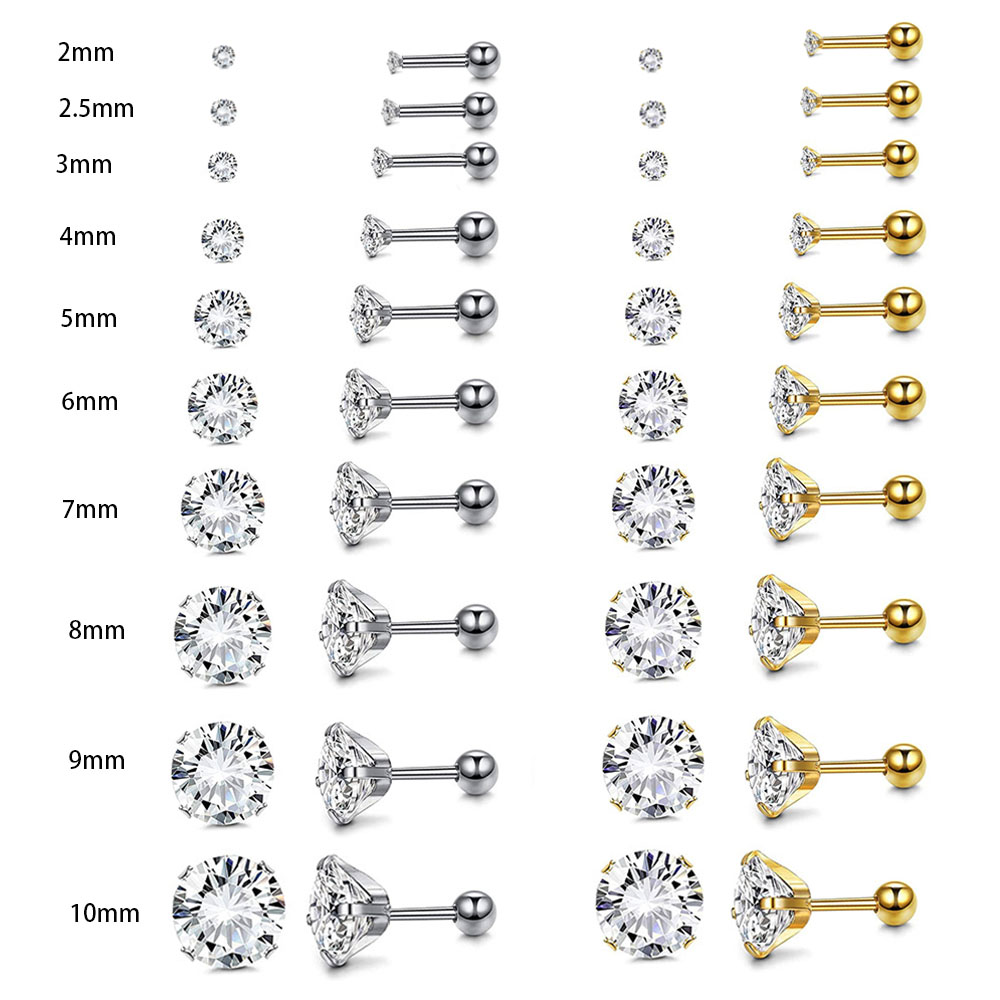 Body Jewelry Surgical Steel - أقراط الزركون الدائرية المطلية بالذهب للنساء